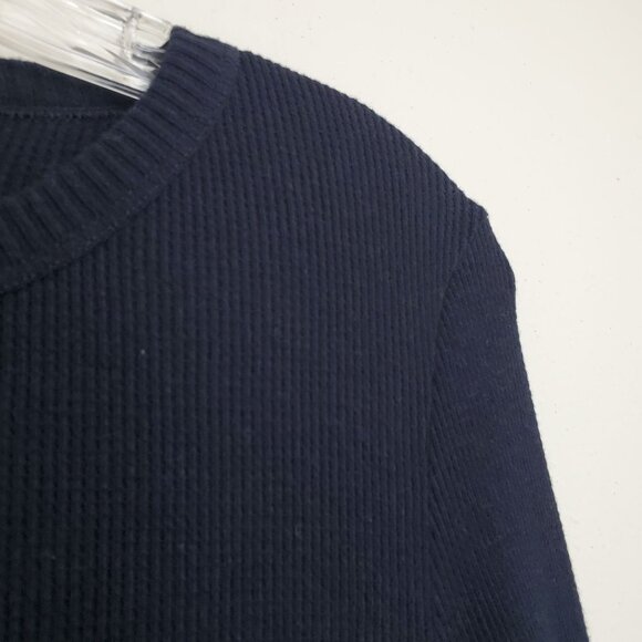 Enza Costa Cashmere thermal Long Sleeve Cuffed Crew in Cadet - Picture 3 of 14